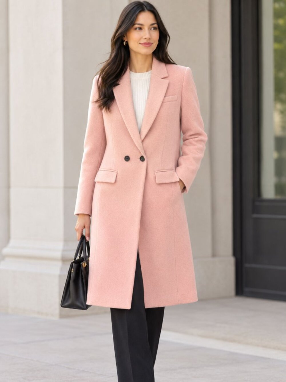 Banana Republic Blush Pink Double Breast Wool Coat
